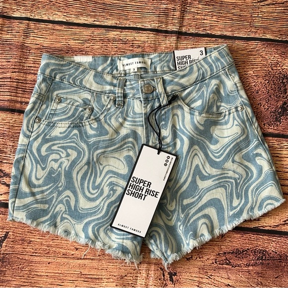 Almost Famous Pants - Almost Famous Blue Super High‎ Rise Shorts